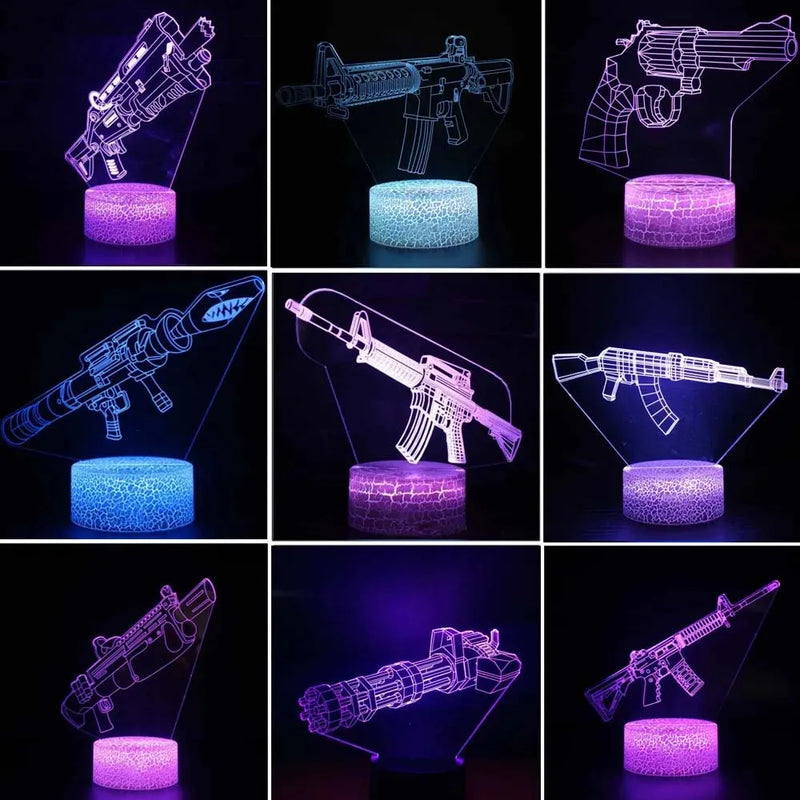 Decoração de LEDs - Game Rifle 3d Led Night Light Jogo rifle 3d led night light jogos desktop sala de decoração jogo atmosfera luz candeeiro