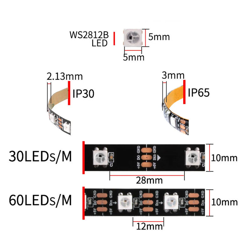 LEDs e Iluminação - Addressable ARGB 5V LED Endereçável argb 5v tira led 3pin computador caso fita luz ws2812b smd 5050 flexível mutável cor gamer lâmpada de mesa Para PC/ Computador/ Desktop