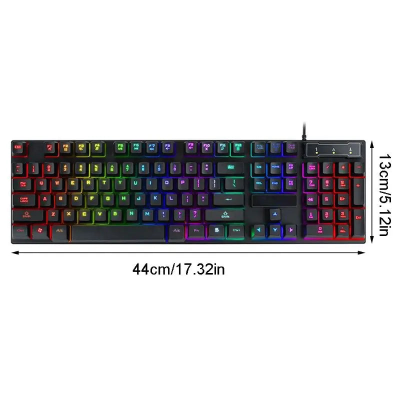 Teclado Mecânico - Teclado para jogos com fio USB 104 teclas Teclado Mecânico com RGB colorido para computador