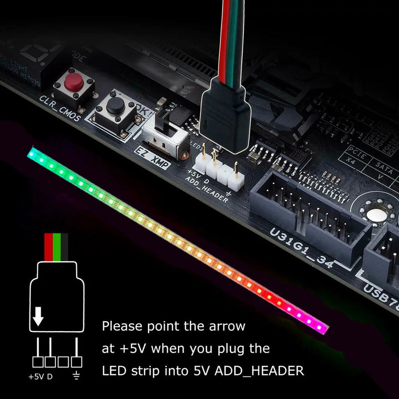 LEDs e Iluminação - Addressable ARGB 5V LED Endereçável argb 5v tira led 3pin computador caso fita luz ws2812b smd 5050 flexível mutável cor gamer lâmpada de mesa Para PC/ Computador/ Desktop