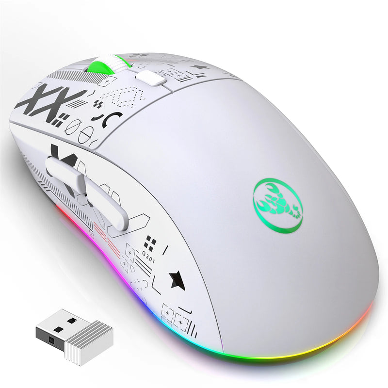 hxsj T90 2.4G Mouse mecânico sem fio RGB Gaming Mouse Ergonômico 10 milhões de pressionamentos de tecla 3600DPI Mouse 11 modos de iluminação RGB Mouse