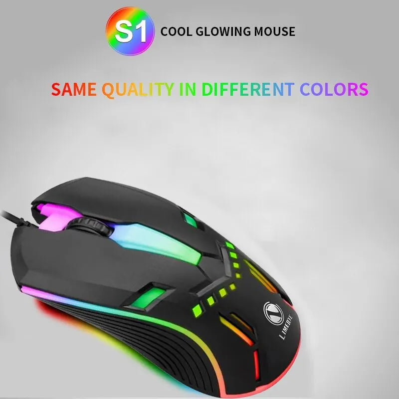 Mouse USB retroiluminado com fio Mouse competitivo para Jogos/ Computadores/ PC