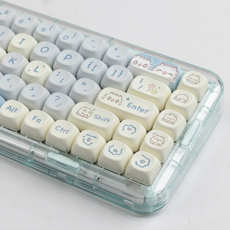 Keycaps - 144 teclas meow moa altura tampa chave mac bonito meow quadrado sublimação térmica teclado mecânico keycaps acessórios de teclado