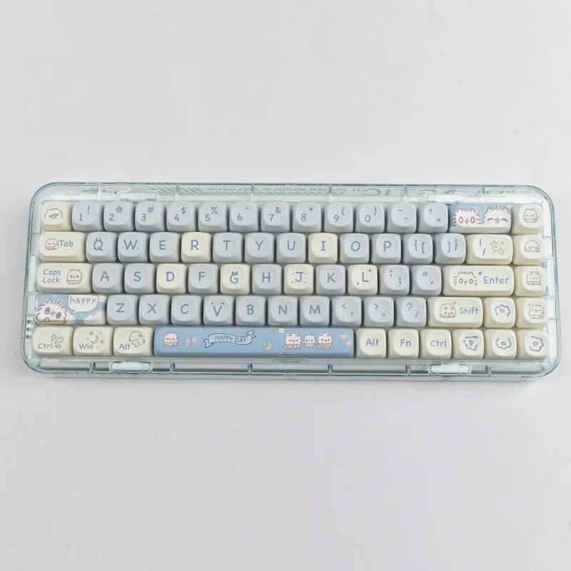 Keycaps - 144 teclas meow moa altura tampa chave mac bonito meow quadrado sublimação térmica teclado mecânico keycaps acessórios de teclado