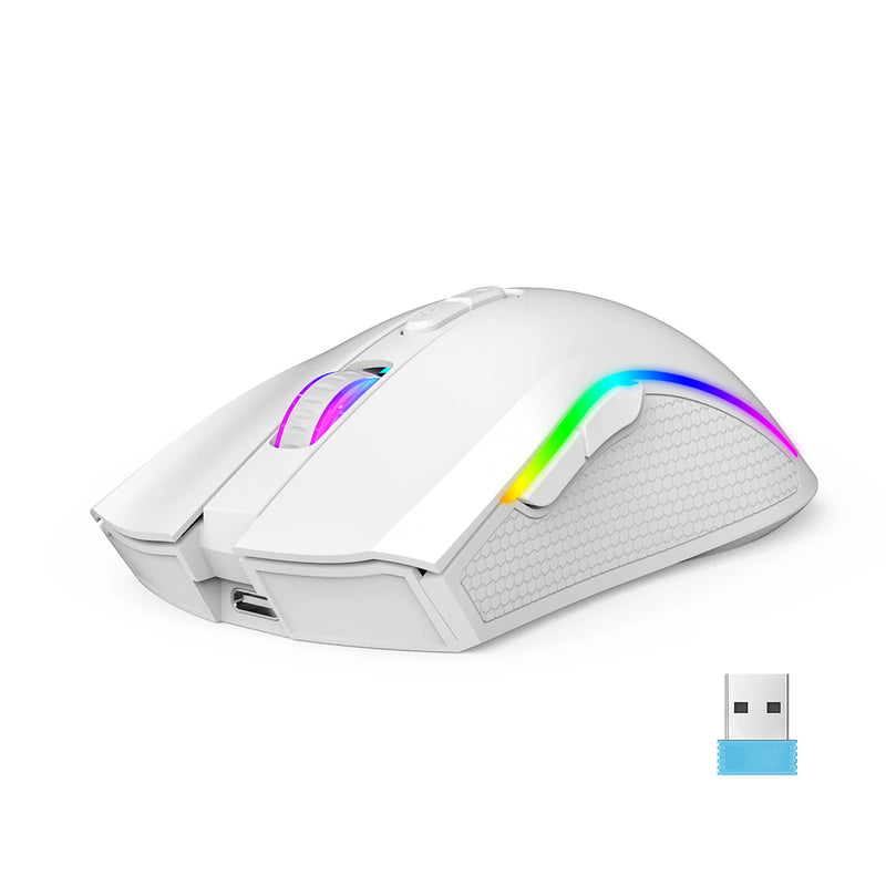 HXSJ T69 2.4G Wireless Mecânico Mouse RGB Gaming Mouse Ergonômico 7 Programáveis Botões Mouse 4800DPI para Computadores/ PC/ jogos