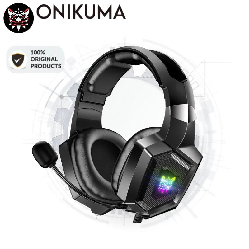 Headset - ONIKUMA Wired Stereo Gaming Headset estéreo para jogos com fio e luzes LED de microfone para fone de ouvido de jogador Para Computador/ Desktop