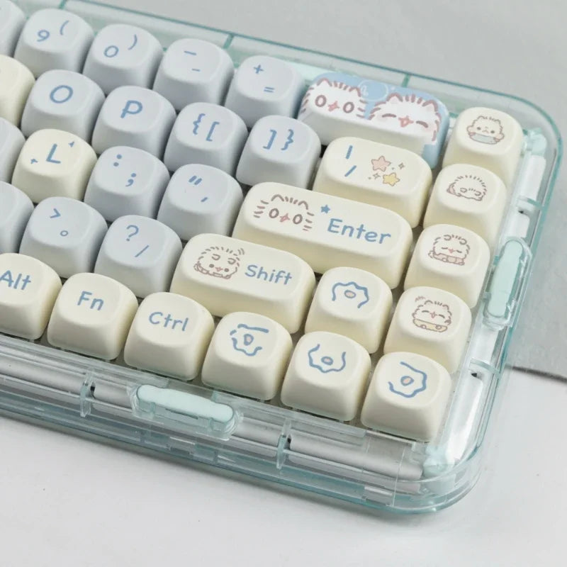 Keycaps - 144 teclas meow moa altura tampa chave mac bonito meow quadrado sublimação térmica teclado mecânico keycaps acessórios de teclado