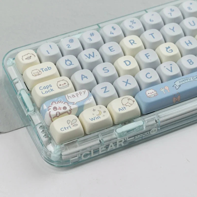 Keycaps - 144 teclas meow moa altura tampa chave mac bonito meow quadrado sublimação térmica teclado mecânico keycaps acessórios de teclado