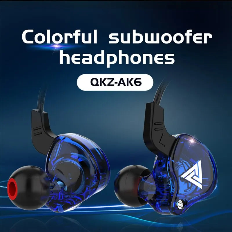 Fone com Fio - Original QKZ AK6 cobre driver de alta fidelidade com fio fone corrida esporte fone baixo estéreo música fones 3.5mm no ouvido com microfone