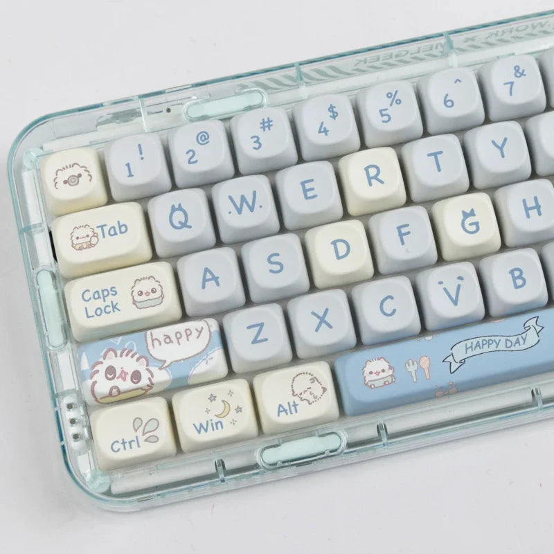 Keycaps - 144 teclas meow moa altura tampa chave mac bonito meow quadrado sublimação térmica teclado mecânico keycaps acessórios de teclado