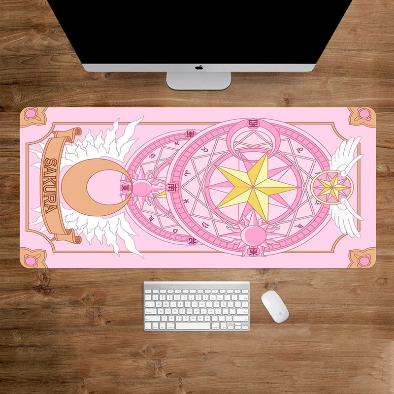 Mouse Pad - Pink Sakura Card Captor Desk Mat Gaming Rosa sakura tapete de mesa acessórios de jogos tapetes de mouse teclado kawaii mousepad gamer almofada estendida mouse pads tapete de mesa