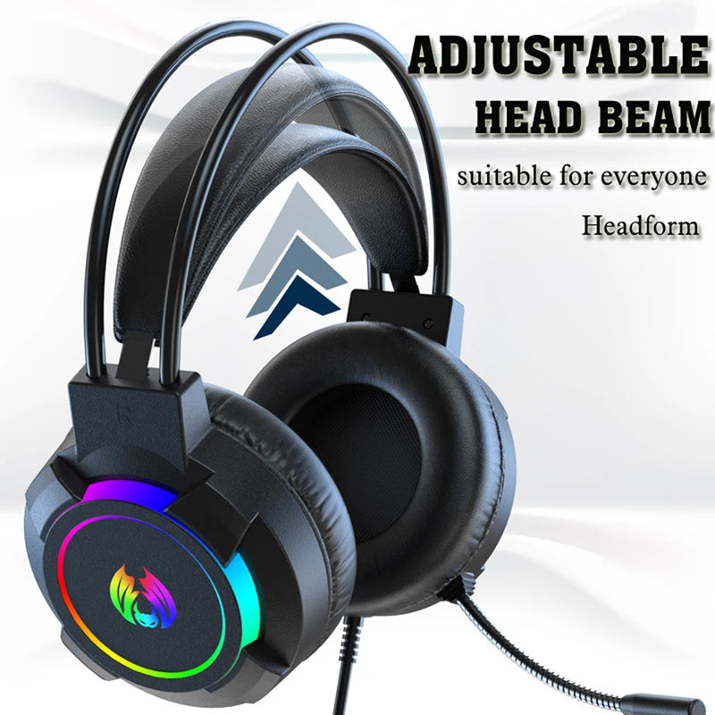 Usb 3.5mm com fio Headphone 7.1 estéreo gaming headset pc baixo capacete com microfone luz led para computador gamer.