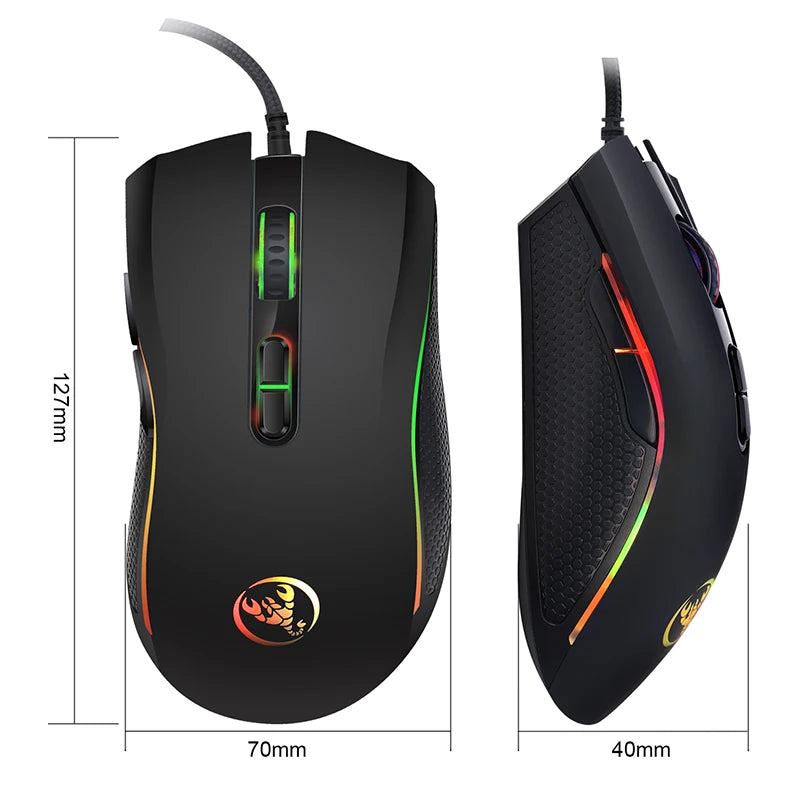 Mouse gamer com fio para jogos, 7 botões, 3200dpi LED Optical USB Mouse para pc, computador, jogos