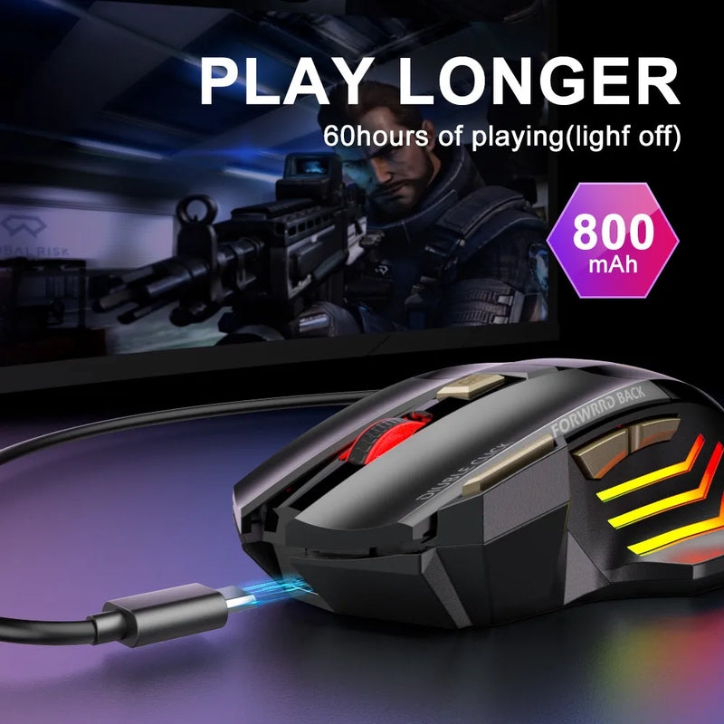 Wireless Bluetooth Mouse Wireless Mouse gamer recarregável mouse de jogo rgb retroiluminado usb Gaming Mouse RGB Backlit USB