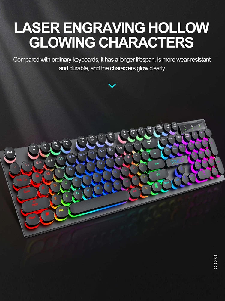 Teclado sensação mecânica de sombra, teclado, computador desktop, laptop, jogos teclado com fio iluminado