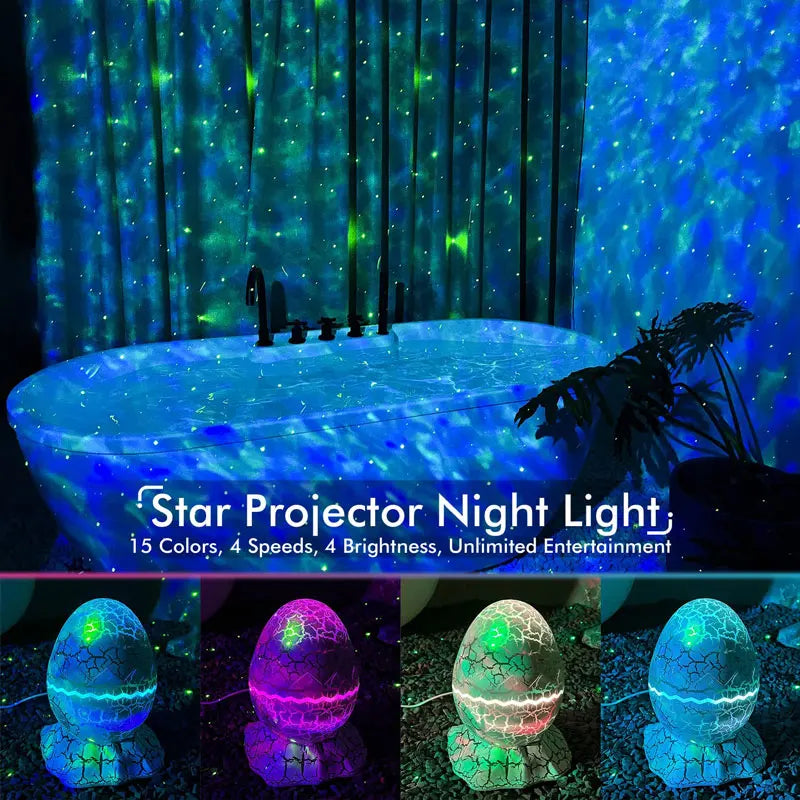 Projetor de Luz - Dinossauro casca de ovo galáxia projetor céu estrelado luz da noite alto-falante bluetooth bonito sala de jogos decoração LED nebulosa