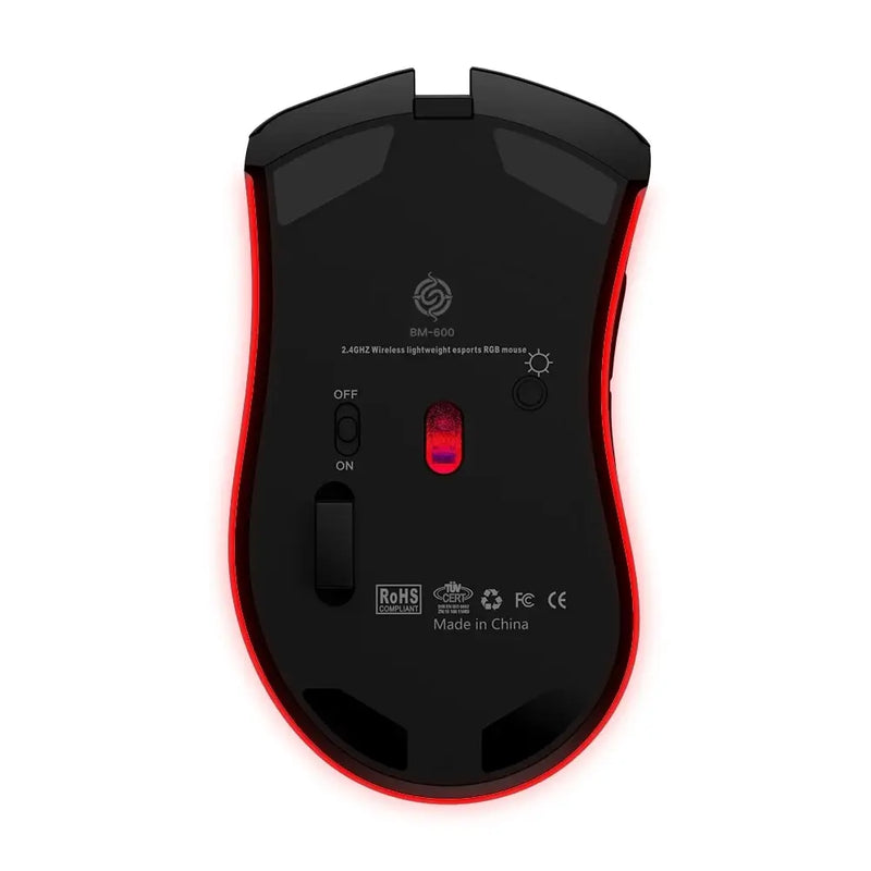 Bm600 recarregável mouse usb 2.4g sem fio rgb luz mouse para jogos/ desktop/ PC/ computadores/ notebook/ laptop