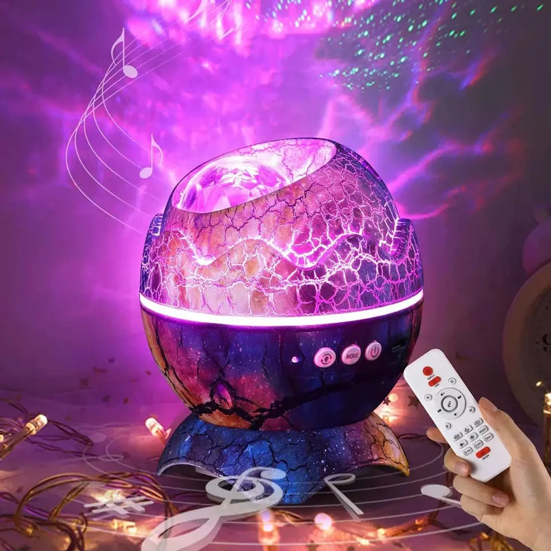 Projetor de Luz - Dinossauro casca de ovo galáxia projetor céu estrelado luz da noite alto-falante bluetooth bonito sala de jogos decoração LED nebulosa