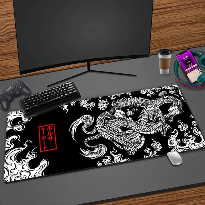 Mouse Pad Grande Anime Dragon Gaming Mousepad, Tapete De Mesa, Teclado, Gamer Mouse Pad, Velocidade Da Mesa, Japonês, 900x400, 700x300, XXL