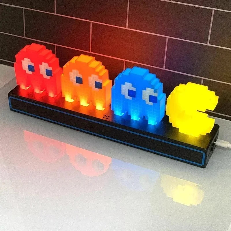 Decoração - Led jogo pixel ícone luz noturna 3d ilusão led lâmpada fantasma figura de ação visual modelo lâmpada de controle de voz para decoração da sala de jogos