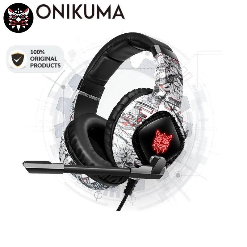 Headset - ONIKUMA K19 Gaming Headset Fones de ouvido estéreo com cancelamento de ruído e microfone