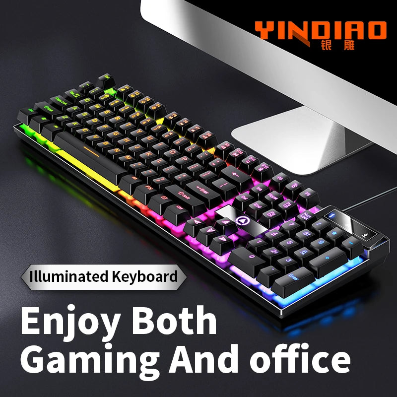 YINDIAO Keyboard Gaming Wired teclado para jogos com fio Para Computador/ PC/ Desktops/ Laptops