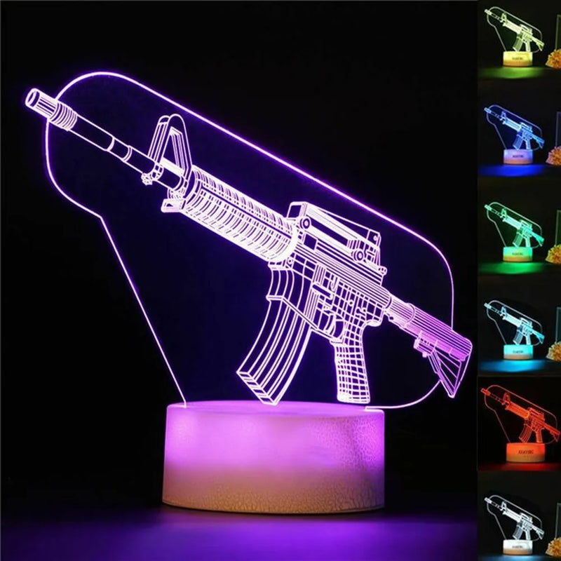 Decoração de LEDs - Game Rifle 3d Led Night Light Jogo rifle 3d led night light jogos desktop sala de decoração jogo atmosfera luz candeeiro