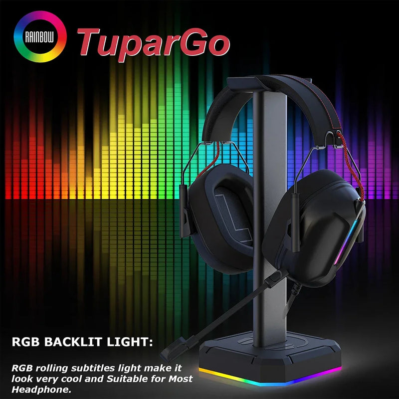 Suporte para Headset - Headphone Bracket Display Rack RGB Backlight Suporte de fone de ouvido display rack rgb backlight cabeça montada suporte de fone de ouvido organizador desktop suporte vertical