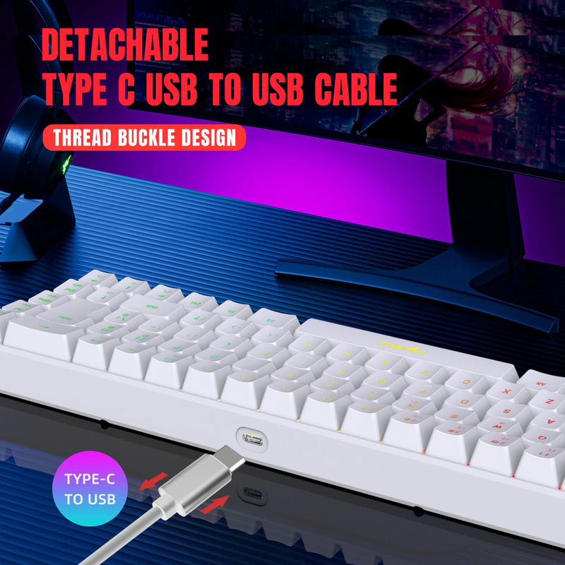 Teclado Membrana - HXSJ V200 Wired K68 RGB Streamer Mini teclado para jogos Teclado de membrana livre de conflitos de 19 teclas, mas sensação mecânica para jogos/escritório