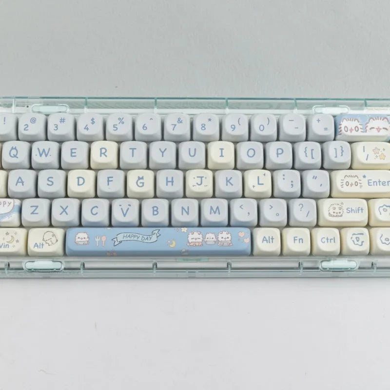 Keycaps - 144 teclas meow moa altura tampa chave mac bonito meow quadrado sublimação térmica teclado mecânico keycaps acessórios de teclado