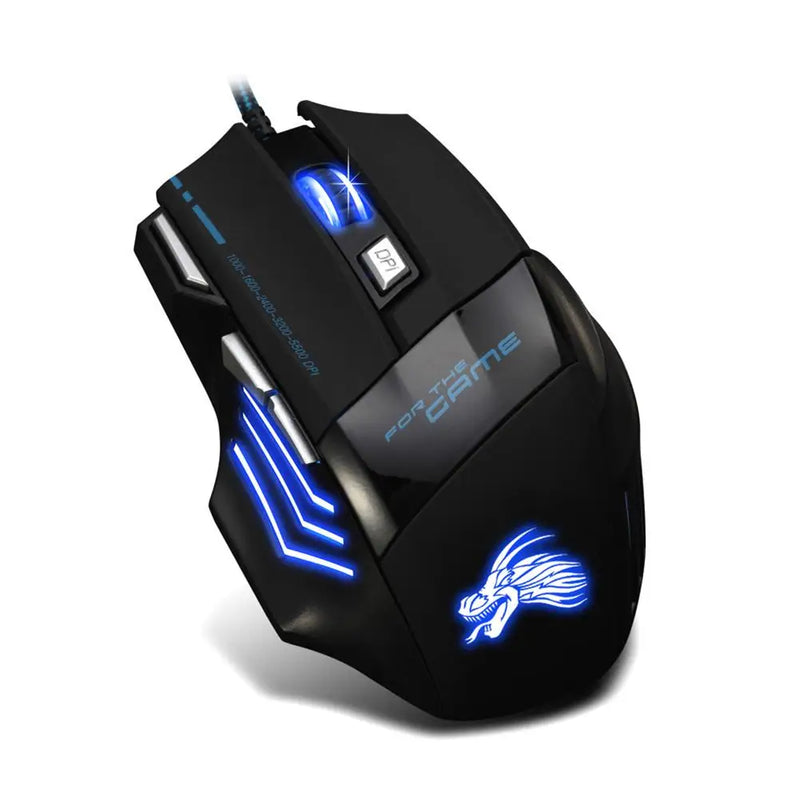 Mouse - USB Wired Gaming Mouse Mouse gamer com fio usb, mouse óptico ajustável com retroiluminação de 7 botões, 5500 dpi, para pc gamer, computador desktop