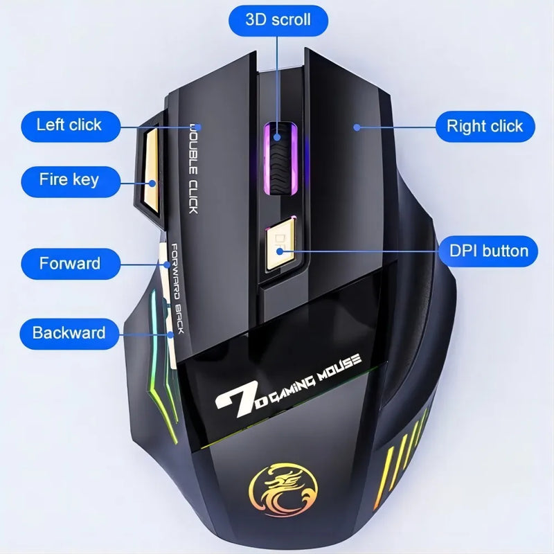 Wireless Bluetooth Mouse Wireless Mouse gamer recarregável mouse de jogo rgb retroiluminado usb Gaming Mouse RGB Backlit USB