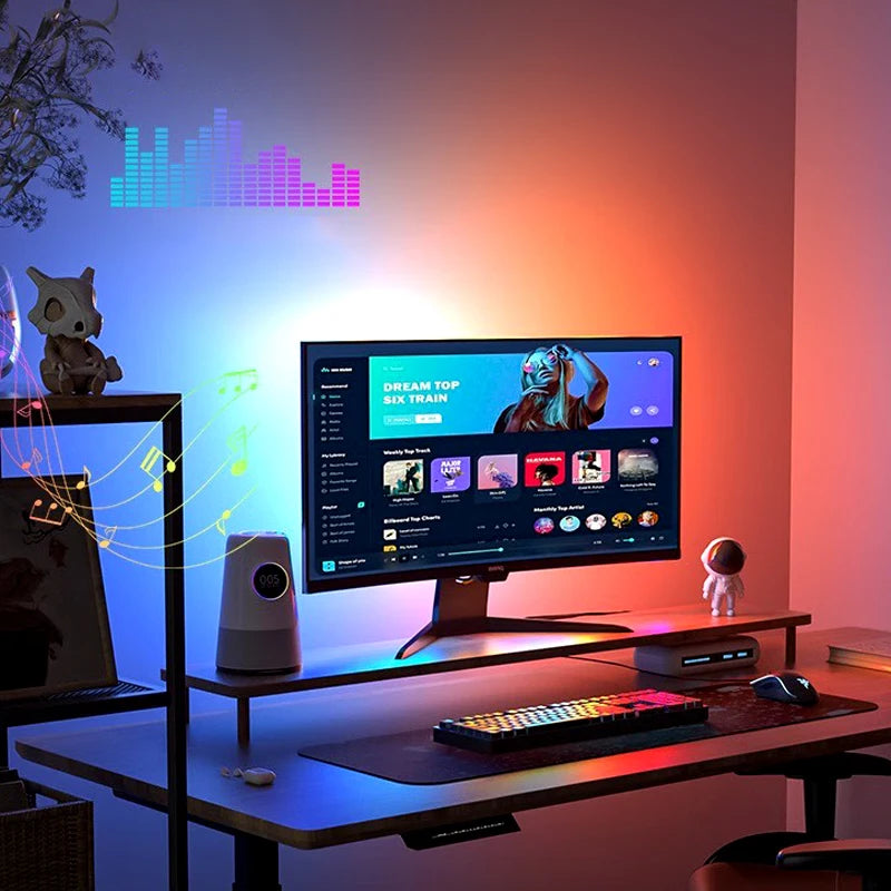 LEDs para Monitor - Iluminação de Monitor ambiente de sincronização, tira de luz para jogos, pc e-sport gamer, tela rgb, lâmpada de tela de computador desktop, led para 24-34 polegadas