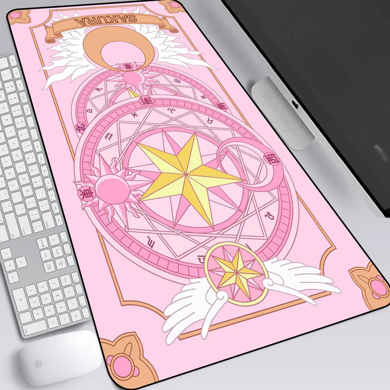 Mouse Pad - Pink Sakura Card Captor Desk Mat Gaming Rosa sakura tapete de mesa acessórios de jogos tapetes de mouse teclado kawaii mousepad gamer almofada estendida mouse pads tapete de mesa