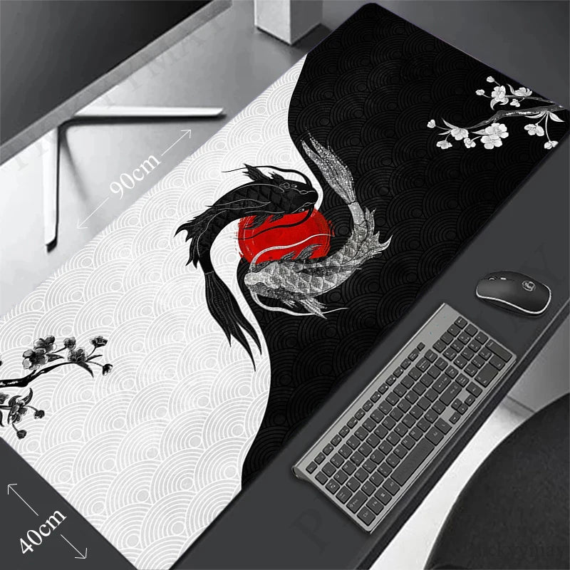 Mouse Pad Peixe 40x90cm xxl bloqueio borda mousepad grande tapete de mesa, tapetes de teclado Para Desktop Mouse Pad Japonesa