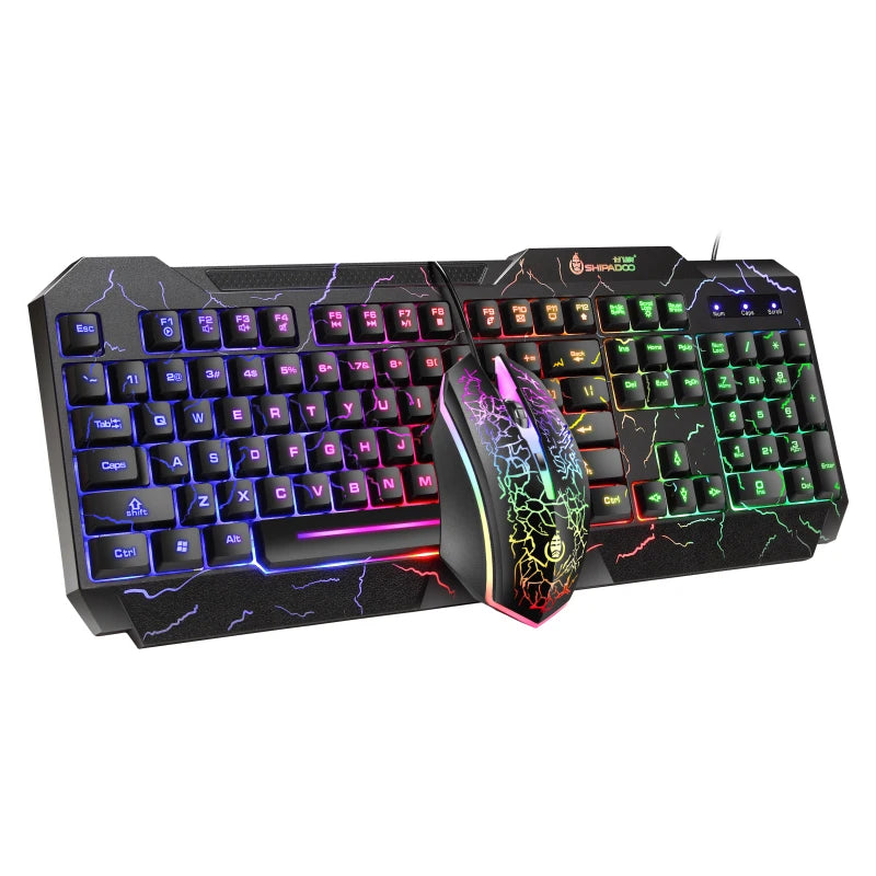 Kit Teclado e Mouse - Conjunto de teclado e mouse para jogos Burst Office Conjunto de teclado e mouse periférico para jogos com sensação mecânica luminosa