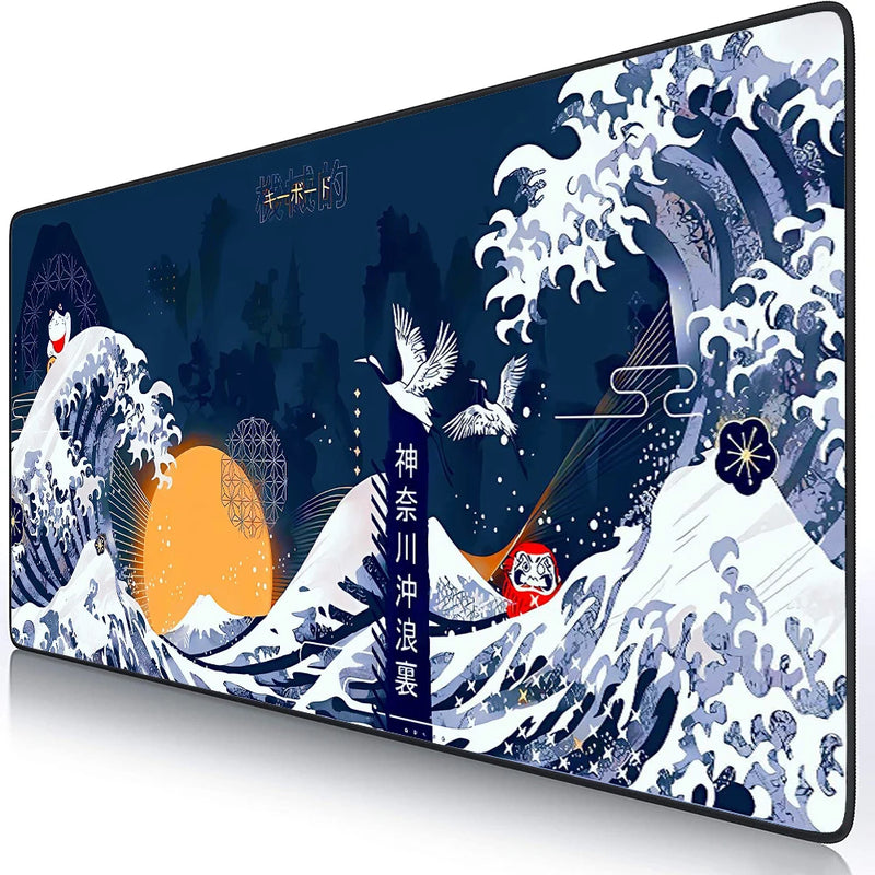 Mouse Pad - Arte mouse pad japão a grande onda de kanagawa grande gaming mousepad gamer teclado mouse tapetes de escritório computador portátil mesa