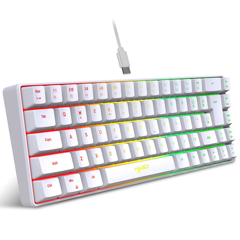 Teclado Membrana - HXSJ V200 Wired K68 RGB Streamer Mini teclado para jogos Teclado de membrana livre de conflitos de 19 teclas, mas sensação mecânica para jogos/escritório