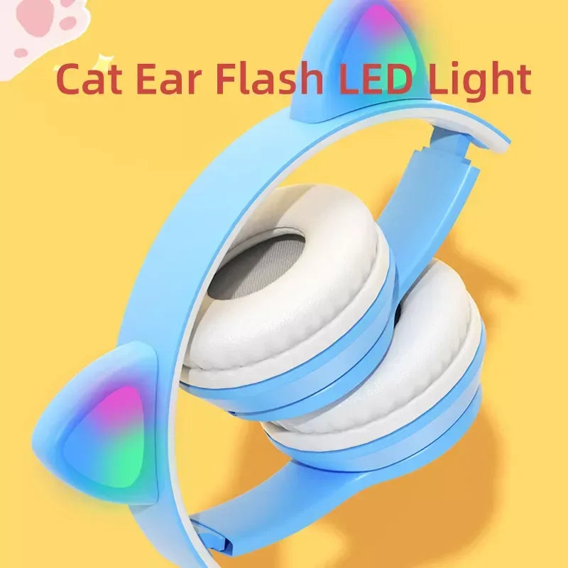 P47 Wireless Headphone Cat Feminino Bluetooth com microfone bluetooth estéreo baixo capacetes PC Celular Headset Gamer