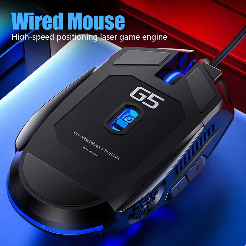 Silver Eagle G5 Mute Wired Mouse com fio seis teclas Luminous Game E-Sports Machinery Para Computadores, PC e Jogos