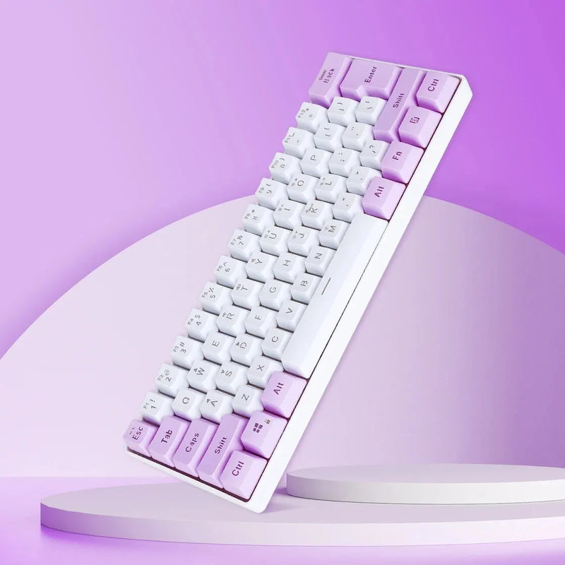 Teclado Mecânico - SAMA YG91-3 Teclado para jogos curto com fio - sensação mecânica 61 teclas com RGB roxo preto para computador / laptop / desktop