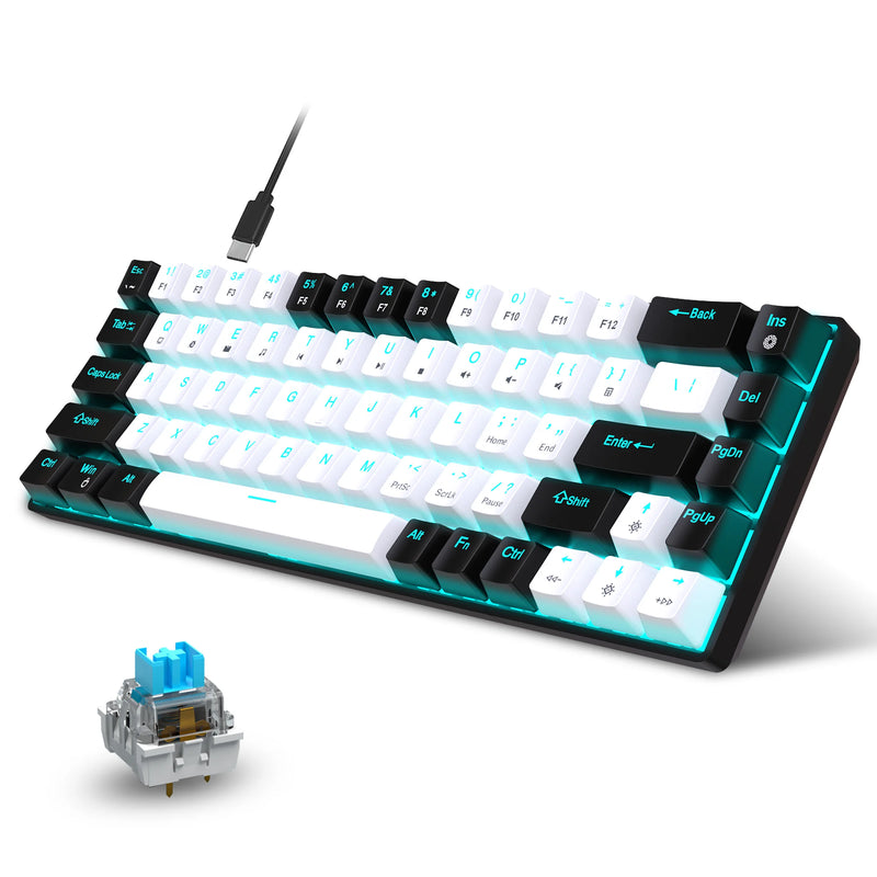 Teclado Mecânico  - 68 Keys Mechanical Keyboard 68 teclas teclado mecânico ergonomia RGB retroiluminado LED quente swappable interruptor azul teclado de jogos para Desktop