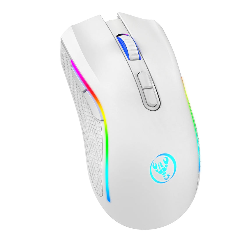 HXSJ T69 2.4G Wireless Mecânico Mouse RGB Gaming Mouse Ergonômico 7 Programáveis Botões Mouse 4800DPI para Computadores/ PC/ jogos