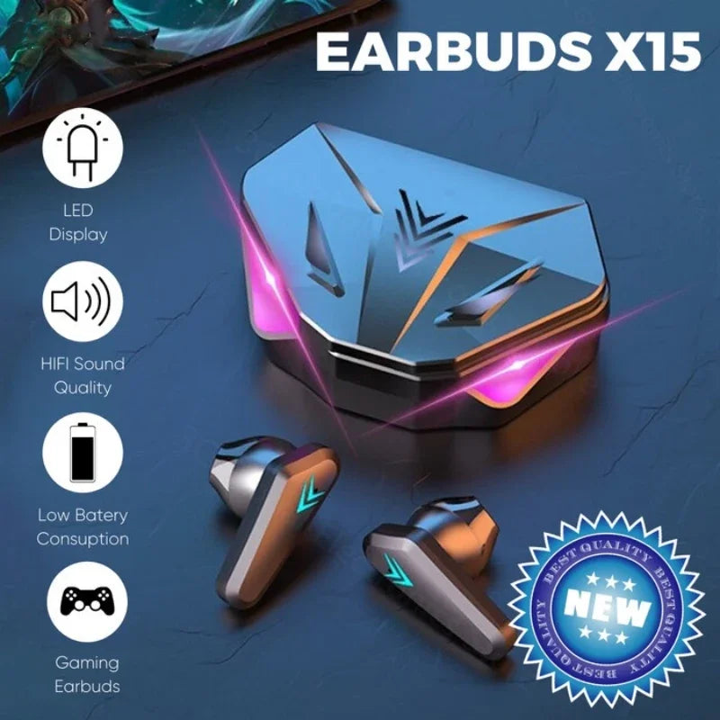 Fone Bluetooth - X15 TWS Fone de ouvido sem fio 5.3 bluetooth Fone de ouvido 65ms Baixa latência Earbud Esport Gaming Headset Gamer com microfone para iphone