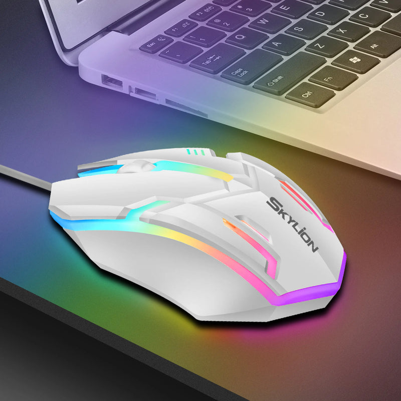 Mouse - SKYLION F1 Wired 3 Keys Mouse SKYLION F1 Mouse com 3 teclas com fio Colorful Iluminação para jogos e escritório para Microsoft Windows e sistema Apple IOS