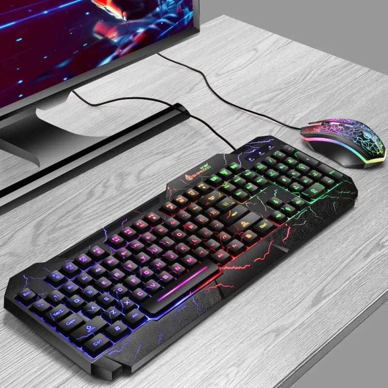 Kit Teclado e Mouse - Conjunto de teclado e mouse para jogos Burst Office Conjunto de teclado e mouse periférico para jogos com sensação mecânica luminosa