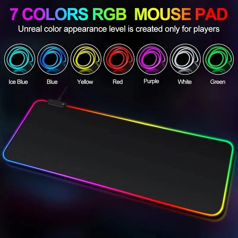 Mouse Pad - Large Gaming Mouse Pad Light mouse pad modos de luz controle de toque estendido macio tapete de teclado de computador base de borracha antiderrapante