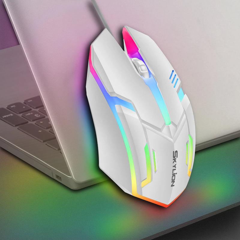 Mouse - SKYLION F1 Wired 3 Keys Mouse SKYLION F1 Mouse com 3 teclas com fio Colorful Iluminação para jogos e escritório para Microsoft Windows e sistema Apple IOS