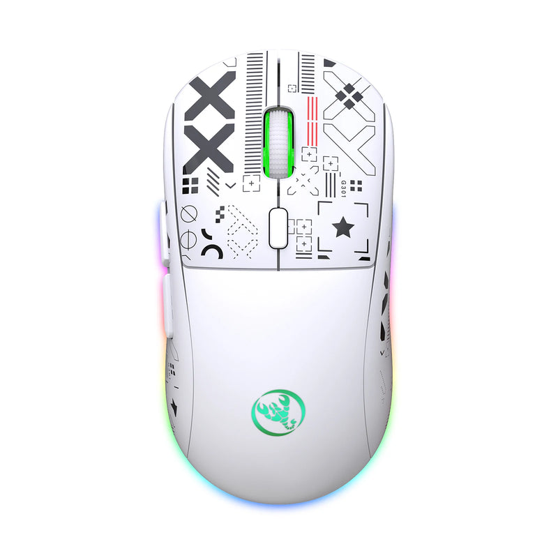 hxsj T90 2.4G Mouse mecânico sem fio RGB Gaming Mouse Ergonômico 10 milhões de pressionamentos de tecla 3600DPI Mouse 11 modos de iluminação RGB Mouse