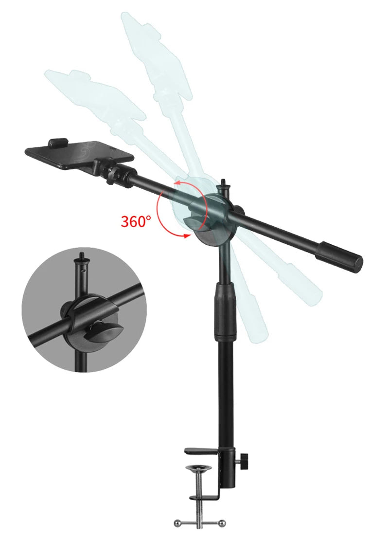 Tripé para Mesa - Overhead Tripod Tripé suspenso para celular, smartphone, mesa, gravação de vídeo, suporte com anel de luz para fotografia de mesa